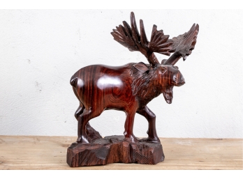 A Heavy Rosewood Carved Moose Figure