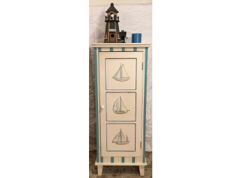Nautical Themed Wooden Cabinet And Lighthouse