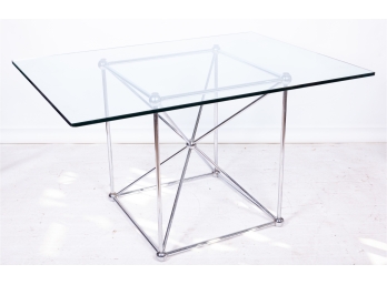 Chrome Asterisk Base Glass Top Table