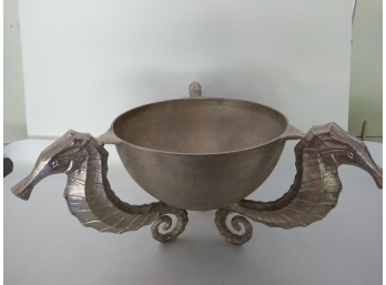 Silver Seahorse  Large Metal Bowl - Barware  2 Available (Bid For One)