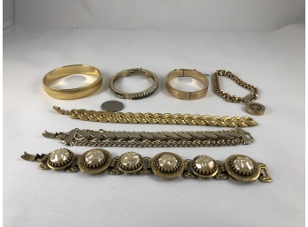 Group Of 7 Vintage Costume Jewelry Bracelets/Bangles