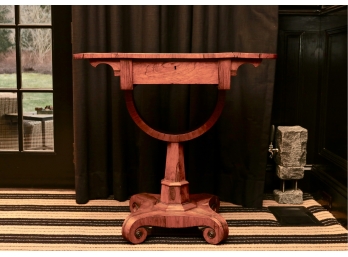 Antique Empire Style Drop-leaf Pedestal Scroll Base Table