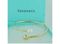 Tiffany & Co. AU750 Bangle Bracelet Pearl And Gold Ball  18K