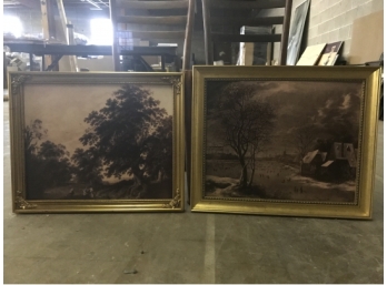 Two Gilt Decorated Wood Frames