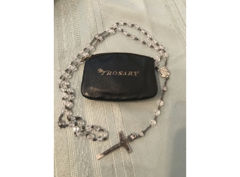Sterling Rosary In Leather Bag