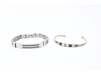 Stainless Steel Link Bracelet & A Cuff Bracelet