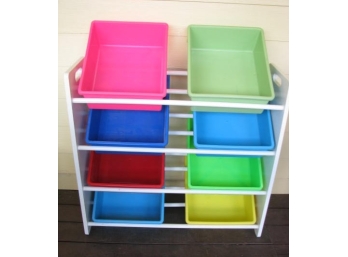TOY ORGANIZER - For KIDS Or HOBBYISTS - White Rack With Primary Colors!