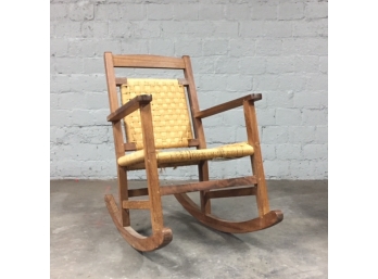 Vintage Danish Style Rope/Cord Seat Rocking Chair