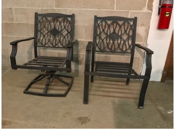 Two Aluminum Patio Chairs Manufactured By Hudson Bay.