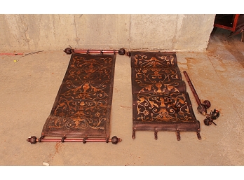 Pair Domain Leather And Gilt Decorated Wall Hangings
