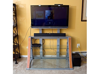 40' Sony Flatscreen Television & Bell'O Glass And Metak Adjustable TV Stand