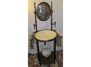 Vintage Wooden Wash Bowl Stand