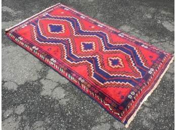 Red And Blue Hand Knotted Tribal Matt (71' X 42')