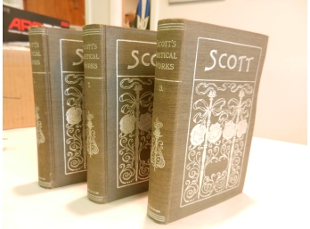 3 Antique The Poetical Works Of Sir Walter Scott Vol 1-3 HC Books