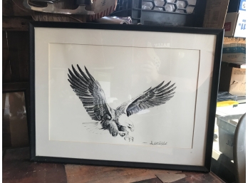 Framed Eagle Pencil, Signed By Frank S. Packlick
