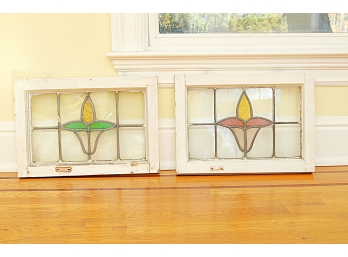 Two Vintage Stained Glass Wondows