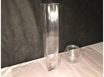 Hand Blown Tall Glass Vase And Glass Fish Bowl Vase