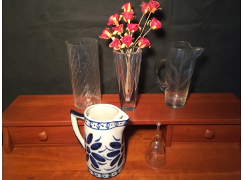 Orrefors Vase With Other Glassware And Pitchers