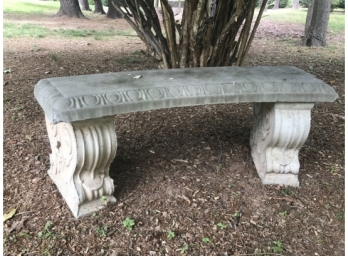 Charming Cast Cement Curved Garden Bench
