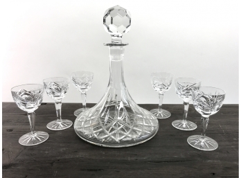 Ship Decanter And Cordial Glasses