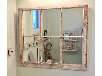 Vintage Wooden Window Pane Mirror