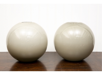 Two Matching Orb Vases