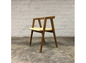 Alan Gould Style Wood And Rush Seat Ribbon Back Side Chair