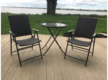 Patio Table And Two Matching Folding Chairs