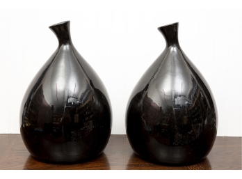 Large Black Vases Made In Portugal
