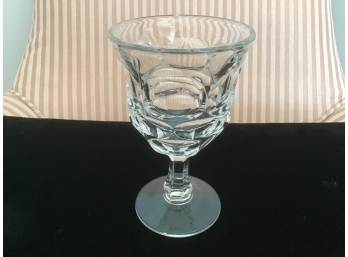 Set Of Five Thumbprint Heavy Clear Footed Glasses