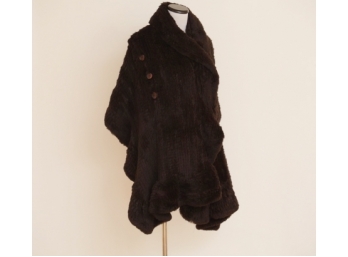 Knitted Sheared Beaver Shawl, Brownx- One Size