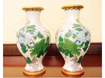 *Pair Cloisionne Vases
