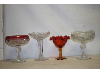 Four Glass Pedestal Candy Dishes