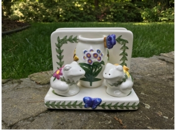 Ceramic Portmeirion 'Botanica Gardens' Frog Napkin And Salt And Pepper Holder