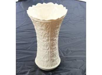 Ivory Cream Lenox Floral Motif Vase With Petal Edge