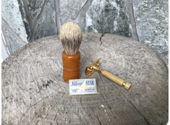 Vintage 3 Pc Shaving Lot  (Shaving Brush, Razor & Blade )