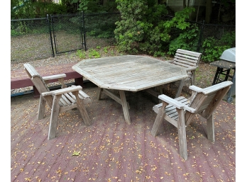 Set Of Heavy Outdoor Wood Furniture AS IS