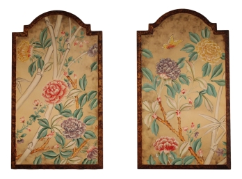 Set Of Two Floral Hand Painted Pictures