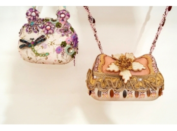 Two Exquisite Mary Frances Jewelled Evening Bags With Dust Covers