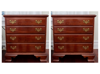 Pair Ethan Allen Georgian Court Commode Side Tables