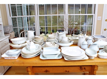 Very Large Group Of White Ironstone Ware - Approximately 91 Pieces