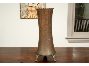 Antique Copper Footed Vase