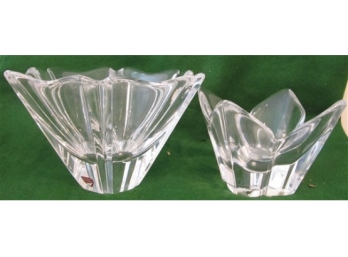 Two Flower Shape Crystal Orrefors Dishes