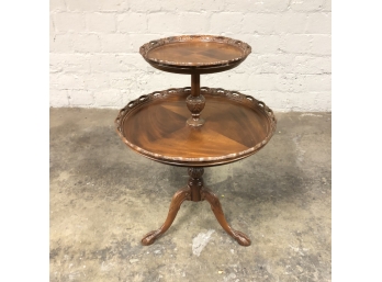 Antique Early 20th Century Mahogany 2-Tier Pie Crust Table By Van Leigh Furniture New York