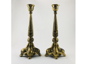Pair Of Vintage Antique Gold Gilted Candlesticks