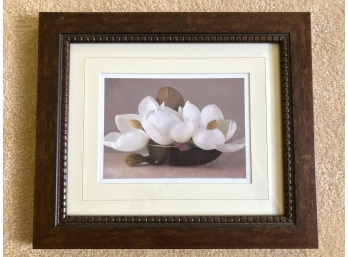 Framed Photograph Of Water Lillys In A Dish