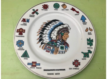 Vintage Native American Indian Chief Decorated Plate