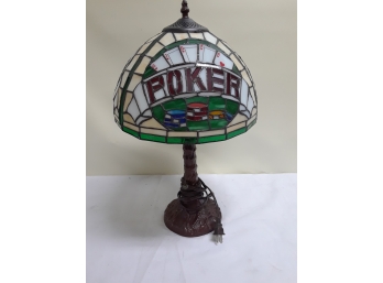 Stained Glass Table Lamp With 'Poker' Light Shade