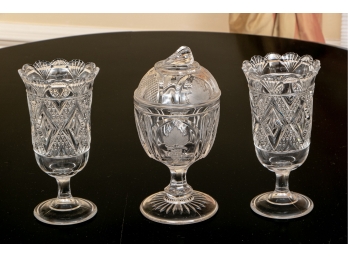 (3) Crystal Glassware Including A Pair Of Celery Cellars