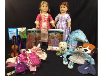 American Girl Dolls Elizabeth & Felicity & Large Group Of Accessories